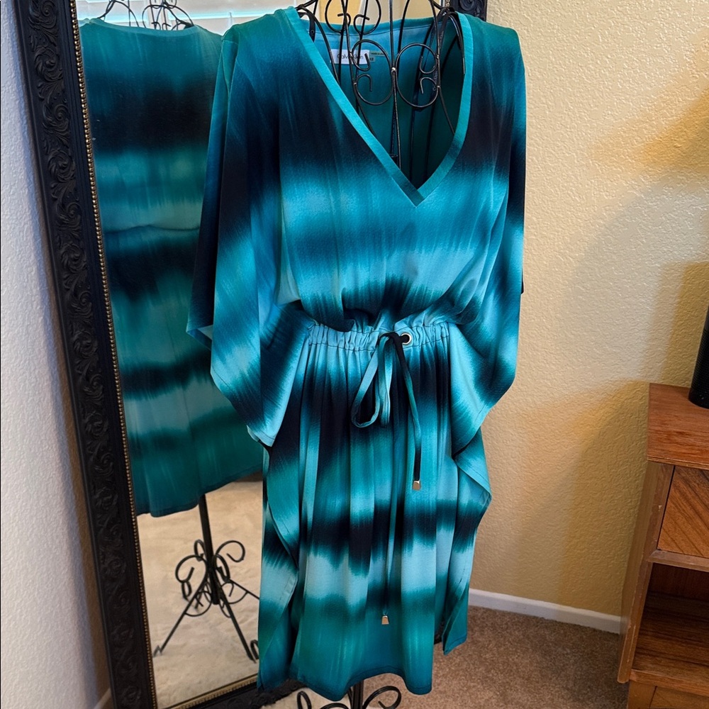 Calvin Klein Teal and Black Midi Dress
